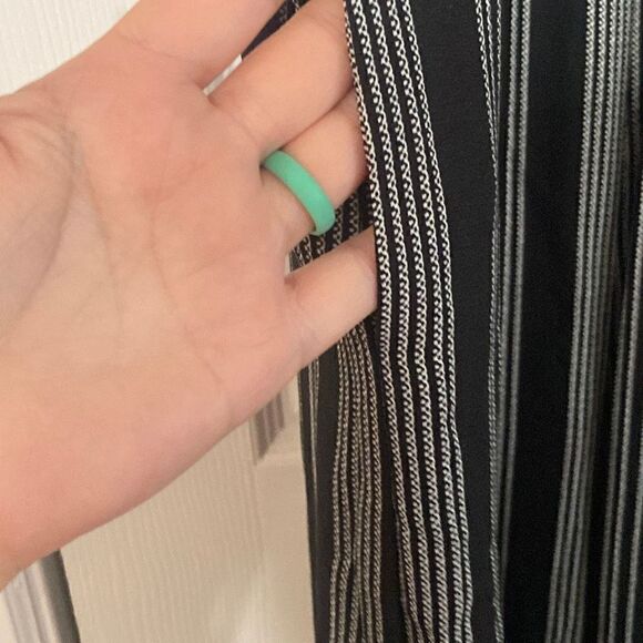 B-O-G Collective Black and White Striped Criss Cross Jumpsuit Pockets Medium NWT - Picture 8 of 10